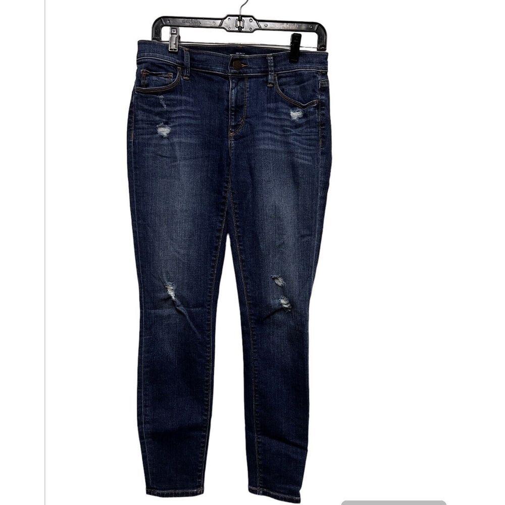 Ann Taylor LOFT Super Skinny Distressed Jeans Dark Wash Blue Size 26/2
